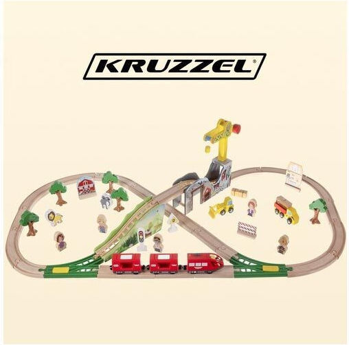 Kruzzel Eisenbahn Set mit Zug aus Holz für 3+ Jahre alt+ Jahre