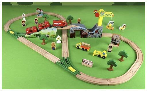Kruzzel Eisenbahn Set mit Zug aus Holz für 3+ Jahre alt+ Jahre