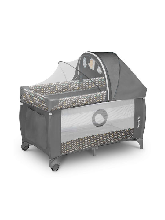 Lionelo Sven Plus Playpen 2 Levels with Changing Table & Mattress Grey Stone 127x65cm
