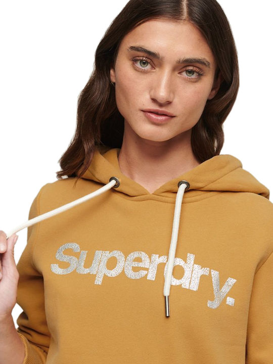 Superdry Metallic Logo Γυναικείο Φούτερ Χρυσός