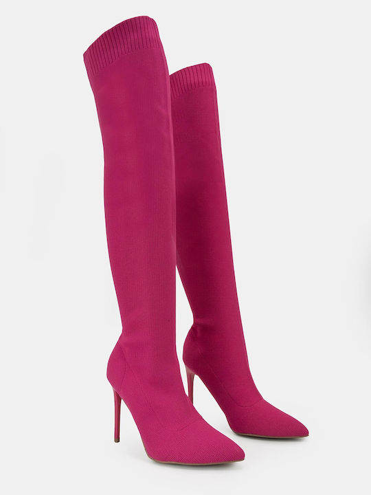 Bozikis Over the Knee High Heel Women's Boots Fuchsia