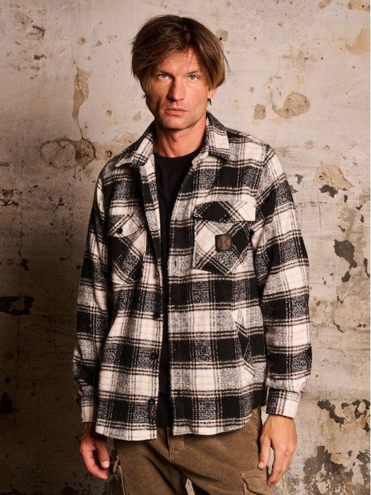 Staff Men's Shirt Overshirt Long Sleeve Checked Plaid