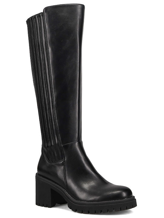 Camille Synthetic Leather Women's Boots with Zipper Black