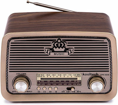 Kooltech S6503728 Tabletop Radio with Bluetooth Brown