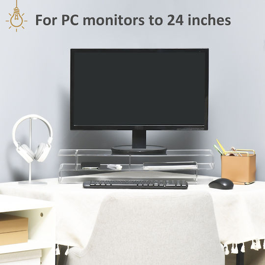 HomCom Βάση Γραφείου Οθόνης έως 24" Διάφανη (923-051V00CR)