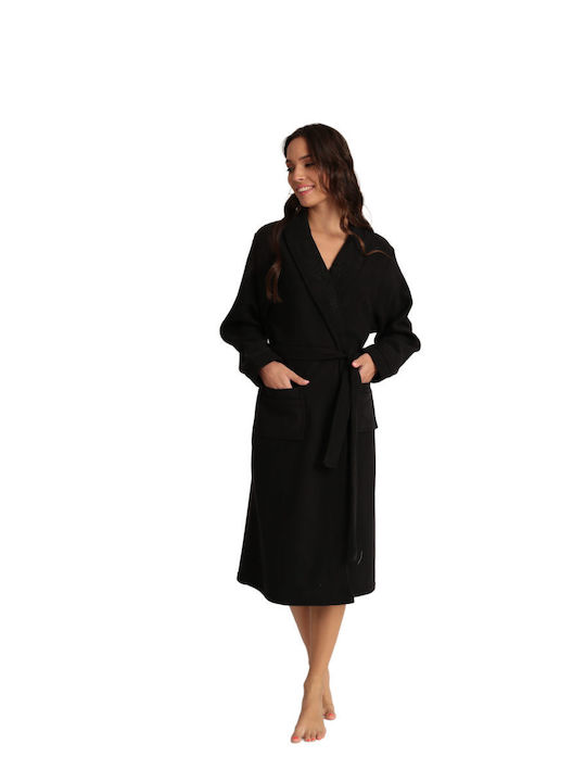 Lydia Creations Winter Women's Fleece Robe Black