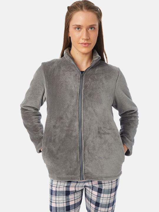 Minerva Winter Women's Fleece Pyjama Jacket Gray