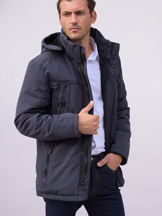 Cotton Green Herren Winter Jacke Lässig Μπλε