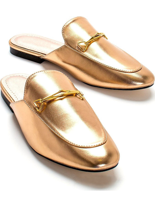Flat Mules σε Χρυσό Χρώμα