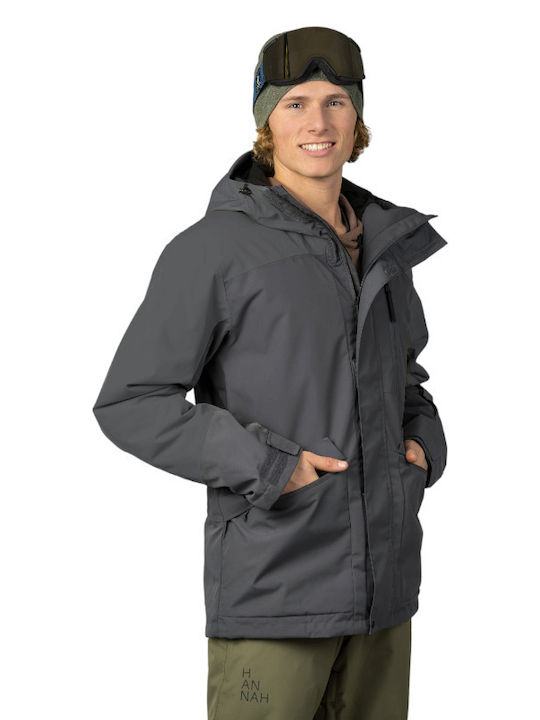 Hannah Women's Short Puffer Jacket Waterproof and Windproof for Spring or Autumn with Hood Dark Grey