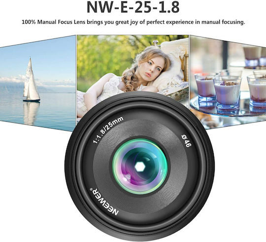 Neewer Crop Camera Lens 25mm F1.8 Fixed for Sony E Mount Black