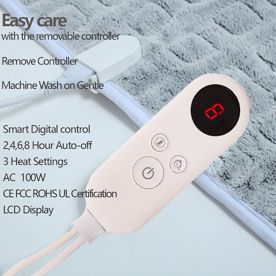 Aoke Semi Double Electric Washable Blanket with Timer Gray 127x152cm