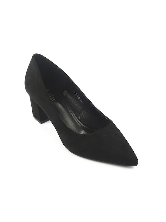 Fshoes Synthetic Leather Pointed Toe Black Medium Heels