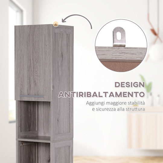 Kleankin Floor Bathroom Column Cabinet L30xD32xH172.5cm Blue