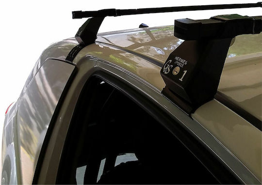 GS Steel Car Roof Bars 110cm for Toyota Yaris 3D Set with Roof Rack Legs and Lock Silver