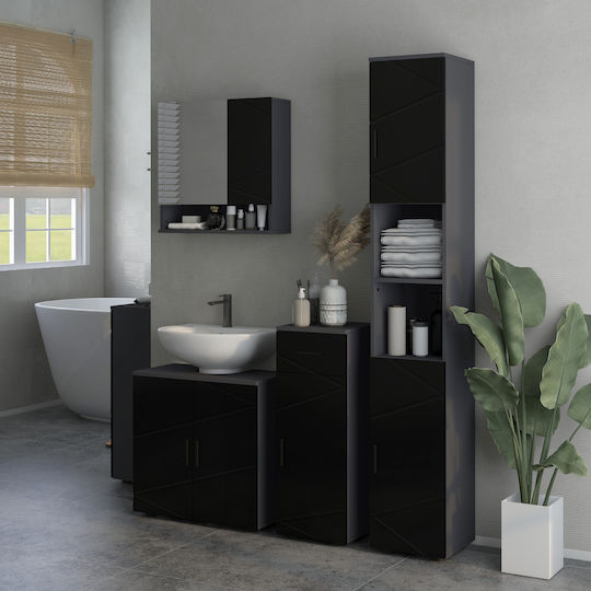 Kleankin Badezimmersäule Boden H30xB30xH183cm Schwarz
