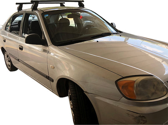 Menabo Steel Car Roof Bars for Hyundai Accent 5D Set with Roof Rack Legs and Lock Black