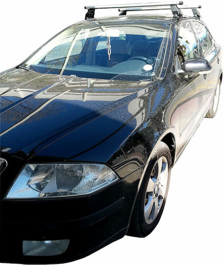 Menabo Aluminum Car Roof Bars for Skoda Octavia 2004-2012 Set with Roof Rack Legs and Lock Silver