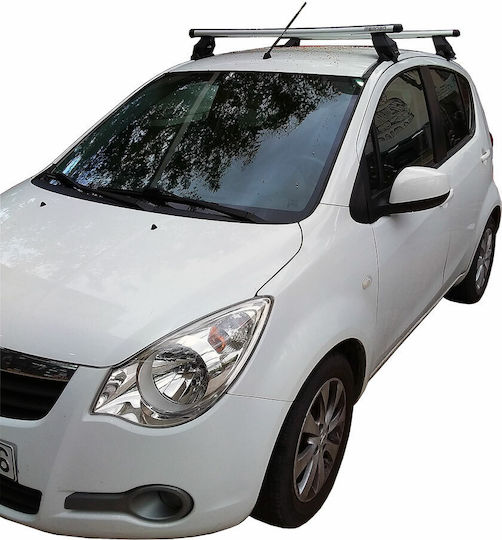 Menabo Μπάρες Οροφής Αλουμινίου για Opel Agila (Σετ με πόδια) Ασημί
