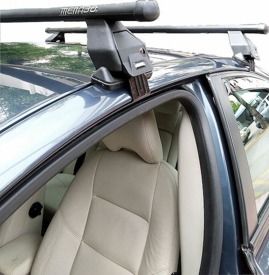 Menabo Μπάρες Οροφής Ατσάλινες για Volvo S40 (Σετ με πόδια και κλειδαριά) Ασημί
