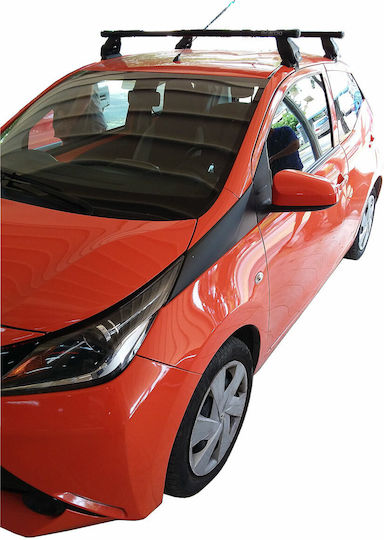 Menabo Μπάρες Οροφής Μεταλλικές για Toyota Aygo (Σετ με πόδια) Ασημί