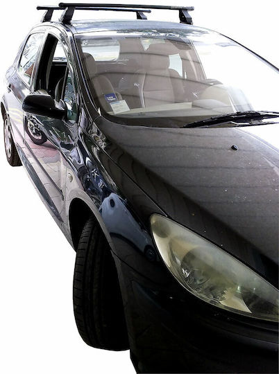 Menabo Steel Car Roof Bars for Peugeot 307 5D Set with Roof Rack Legs Silver