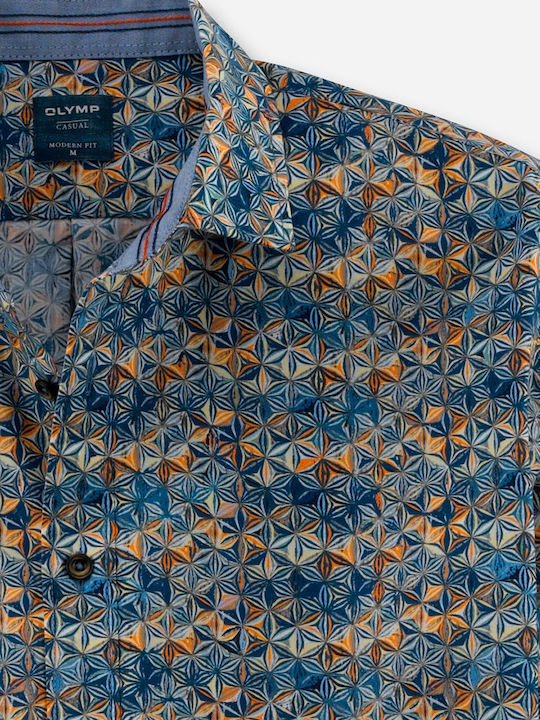 Olymp Fit Casual Herrenhemd Langärmelig Mandarin Jacquard