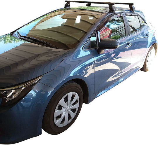Menabo Metallische Autodachträger für Toyota Corolla 5D 2018+ mit Dachträgerfüßen Silber