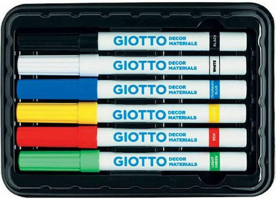 Giotto Decor Materials Σετ Μαρκαδόροι για Ξύλο, Γυαλί και Δέρμα 6τμχ