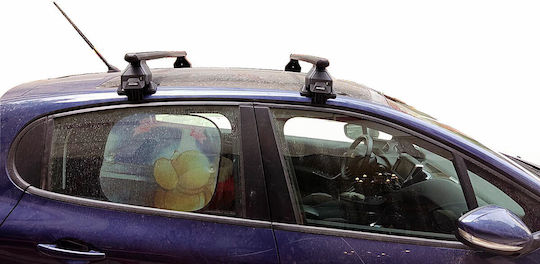 Menabo Metallic Car Roof Bars for Peugeot 208 5D Set with Roof Rack Legs Silver