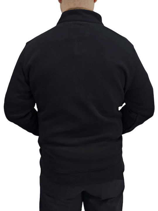 Double Men's Cardigan with Zipper BLACK