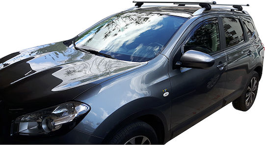 Menabo Μπάρες Οροφής Ατσάλινες για Nissan Qashqai+2 (Σετ με πόδια) Ασημί