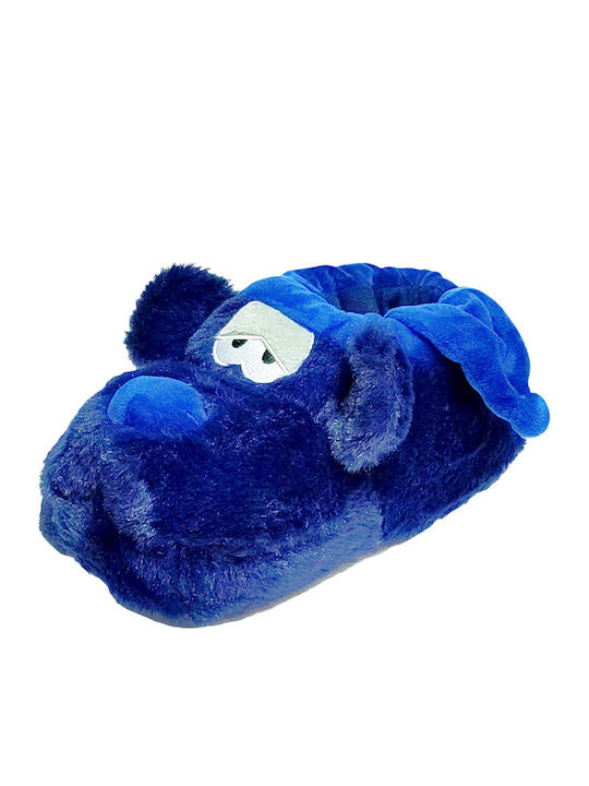 Winterliche Herrenhausschuhe mit Tiermotiven Blau