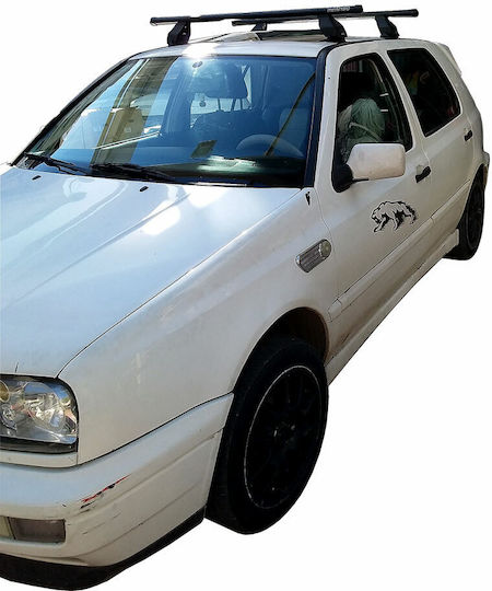 Menabo Steel Car Roof Bars for Volkswagen Golf 3D 1991-1999 Set with Roof Rack Legs Silver