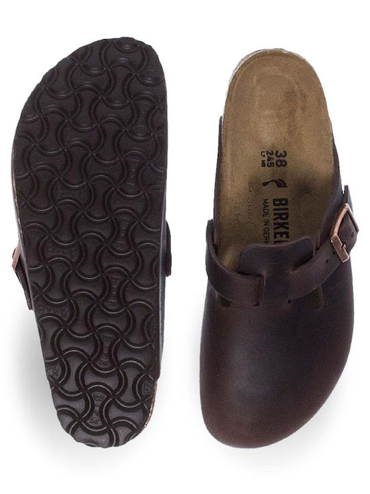 Birkenstock Boston Habana Men's Leather Anatomic Clogs Brown