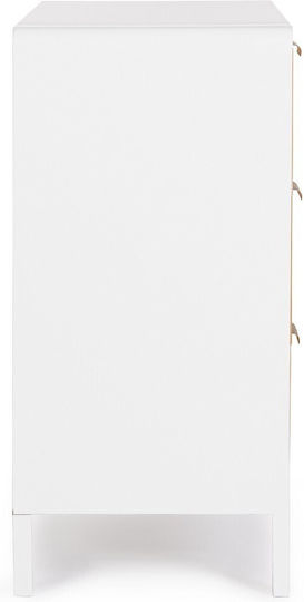 Charley Wooden Chest of Drawers with 3 Drawers White / Natural 80x40x82cm
