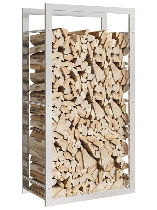 vidaXL Μεταλλικό Ράφι Αποθήκευσης Ξύλων 50x28x94cm Ασημί