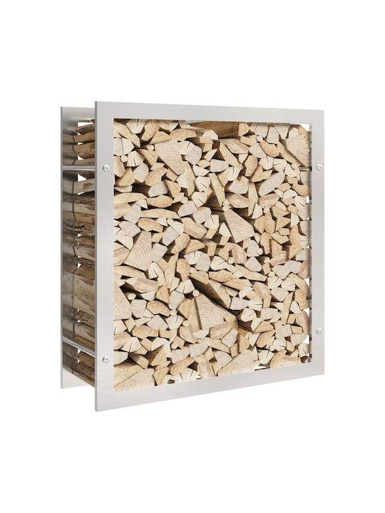 vidaXL Lemn de foc Metalic Raft Depozitare lemne 80x28x86cm Argintiu
