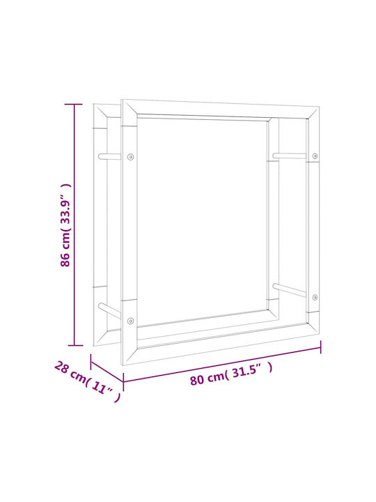 vidaXL Lemn de foc Metalic Raft Depozitare lemne 80x28x86cm Argintiu