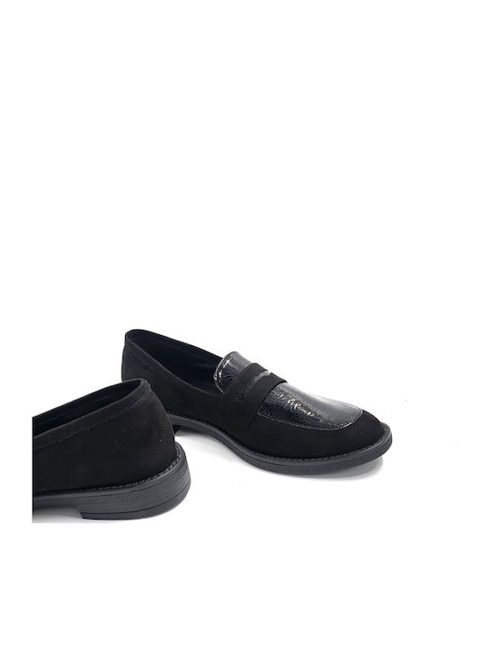 Лачени Дамски мокасини Black Suede