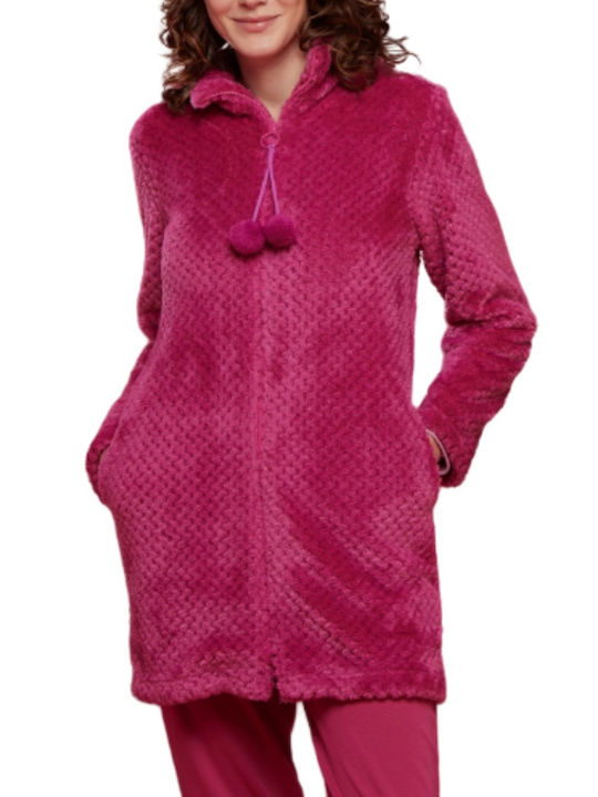 Noidinotte De iarnă Pentru Femei Fleece Jachetă Pijamale Fuchsia