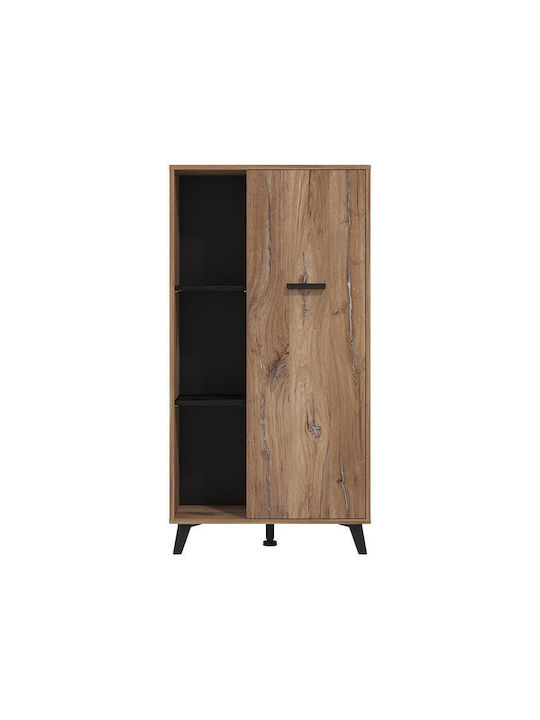 Corvia Pop Wohnzimmer Vitrine aus Spanplatte mit Verglasung FLAGSTAF-CARBON 68x33x130cm