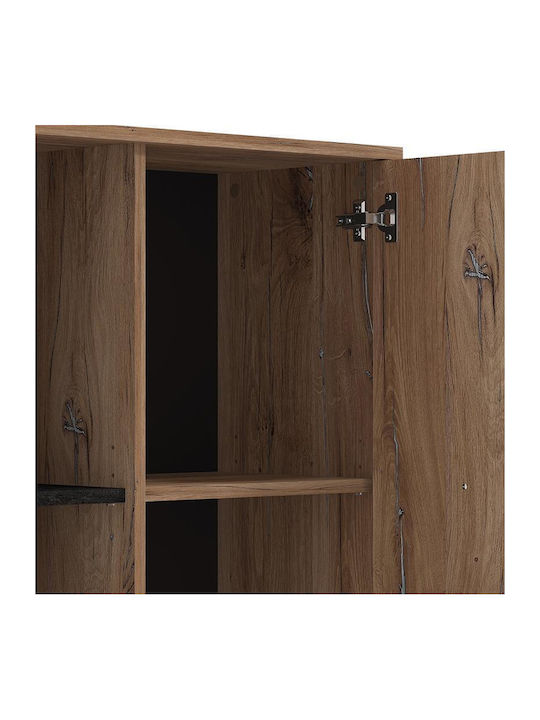 Corvia Pop Wohnzimmer Vitrine aus Spanplatte mit Verglasung FLAGSTAF-CARBON 68x33x130cm
