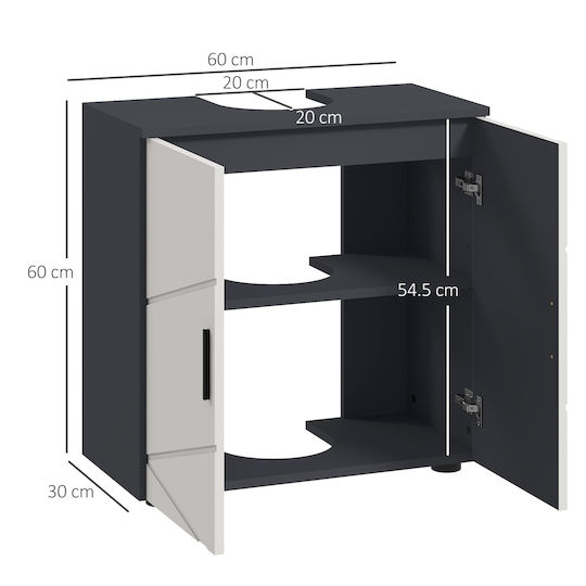 Kleankin Πάγκος με Νιπτήρα Μ60xΒ30xΥ60cm Γκρι