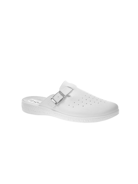 Pami Leather Anatomic Clogs White