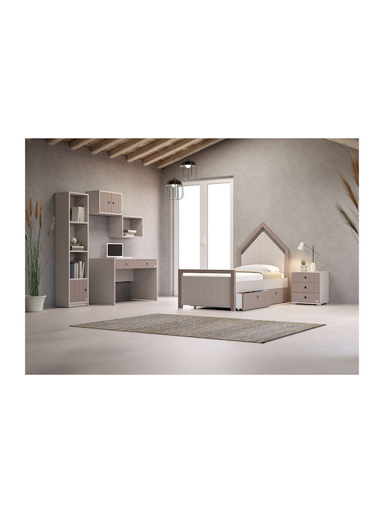 Momo Masa de noapte pentru copii Wooden cu Roți Beige 49x45x56cm