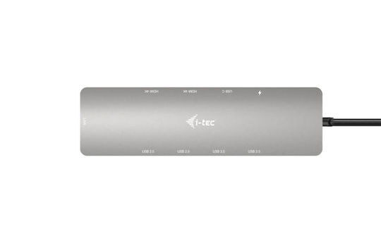 i-tec USB-C Metal Nano USB-C Docking Station με HDMI 4K PD Ethernet και σύνδεση 2 Οθονών Γκρι