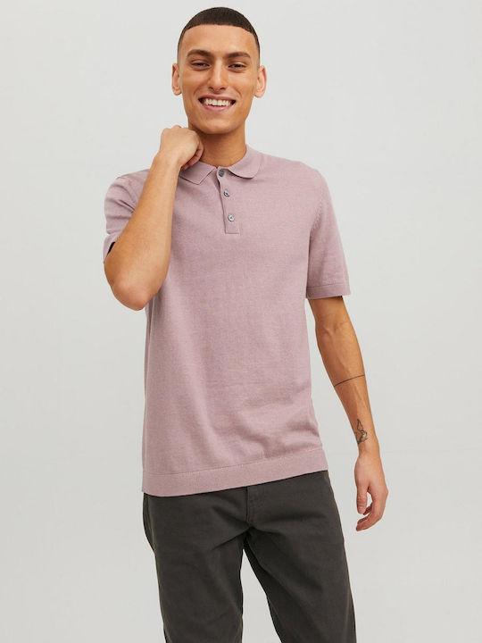 Jack & Jones Emil Bluza pentru bărbați cu mâneci scurte Polo Deauville Mauve