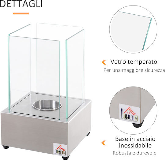 HomCom Internal / Outdoor Floor Bioethanol Fireplace Gray