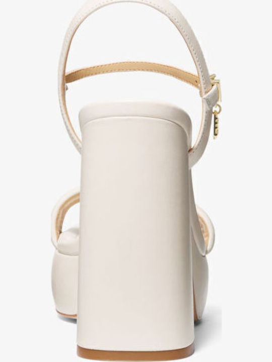 Laci Leather Platform Δερμάτινα Πέδιλα Μπεζ